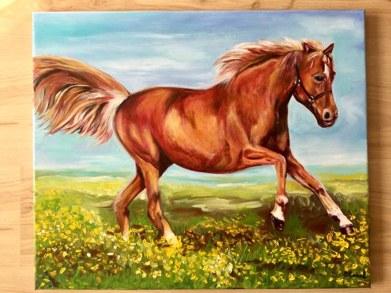 Original Fine Art Horse Painting by Olga Koval