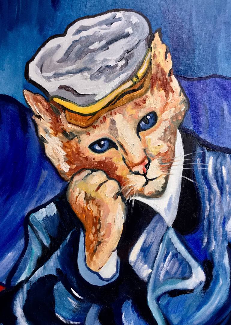 Original Art Deco Cats Painting by Olga Koval