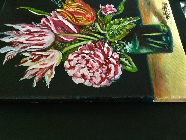 Original Art Deco Floral Painting by Olga Koval