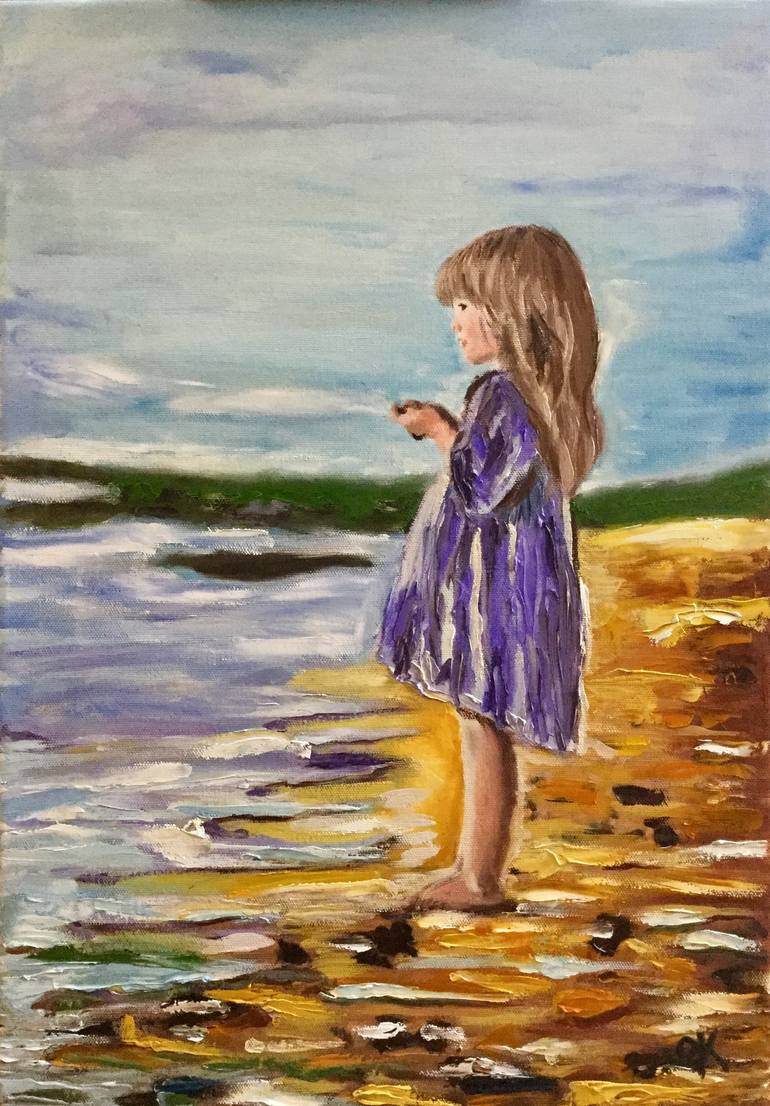 Original Impressionism Children Painting by Olga Koval