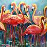 Orange FLAMINGOS . 
Original palette knife oil painting . Edges have been painted. 
Signed on the front Certificate of authenticity .
I created this painting using fine artist oil paints which will not fade when they get exposed to UV light 
This work is sold unframed and shipped in a box.
