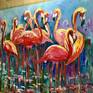Orange FLAMINGOS . 
Original palette knife oil painting . Edges have been painted. 
Signed on the front Certificate of authenticity .
I created this painting using fine artist oil paints which will not fade when they get exposed to UV light 
This work is sold unframed and shipped in a box.