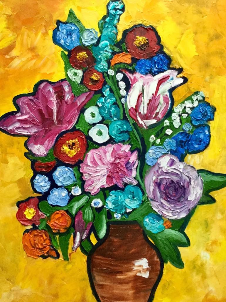 Original Expressionism Floral Painting by Olga Koval