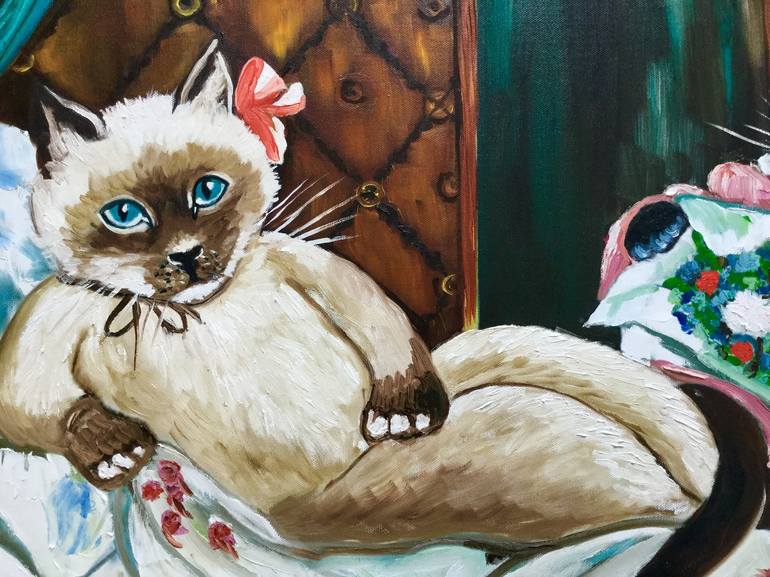 Original Modern Cats Painting by Olga Koval
