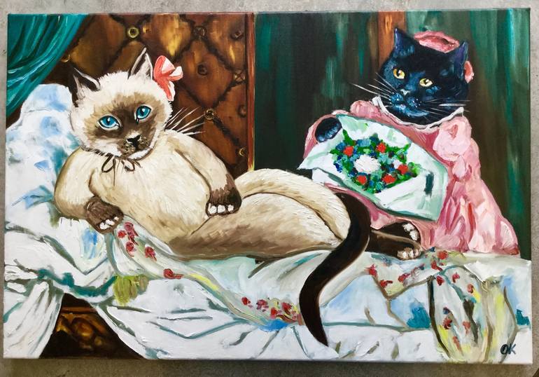 Original Cats Painting by Olga Koval