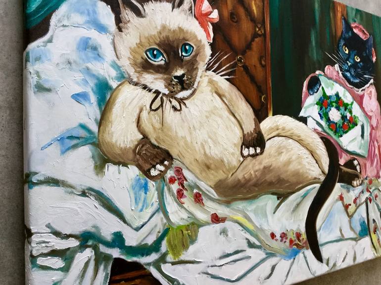 Original Modern Cats Painting by Olga Koval