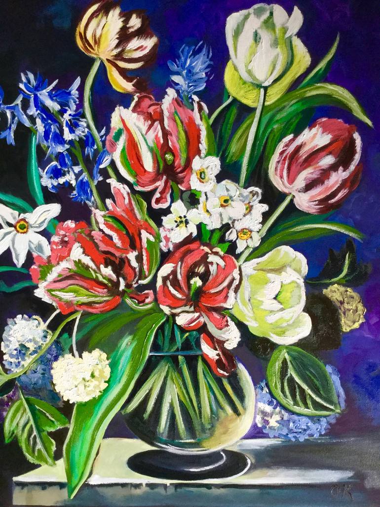 Original Expressionism Floral Painting by Olga Koval