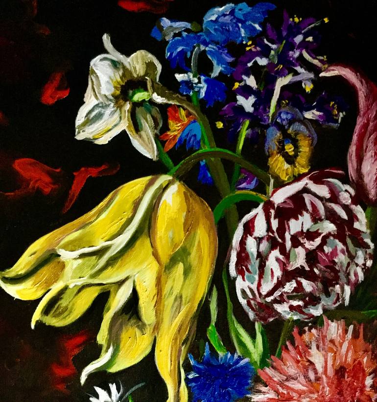 Original Art Deco Floral Painting by Olga Koval