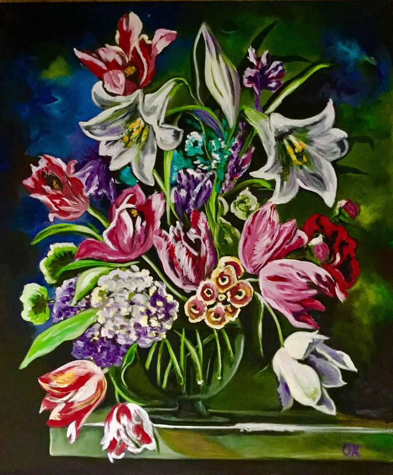 Original Floral Painting by Olga Koval