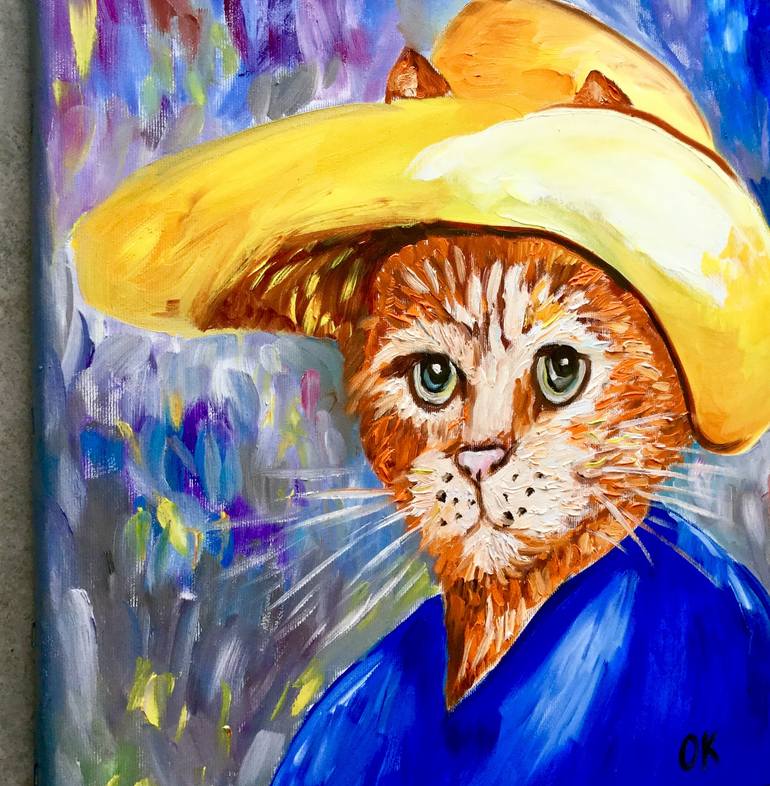 Original Impressionism Cats Painting by Olga Koval