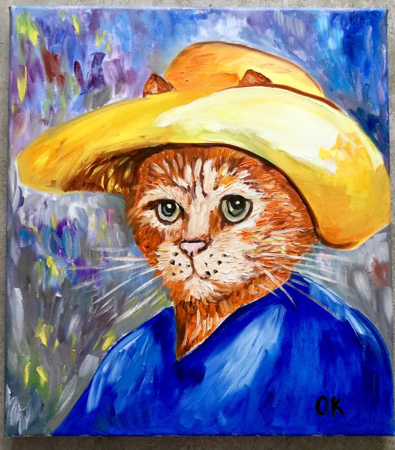 Original Impressionism Cats Painting by Olga Koval