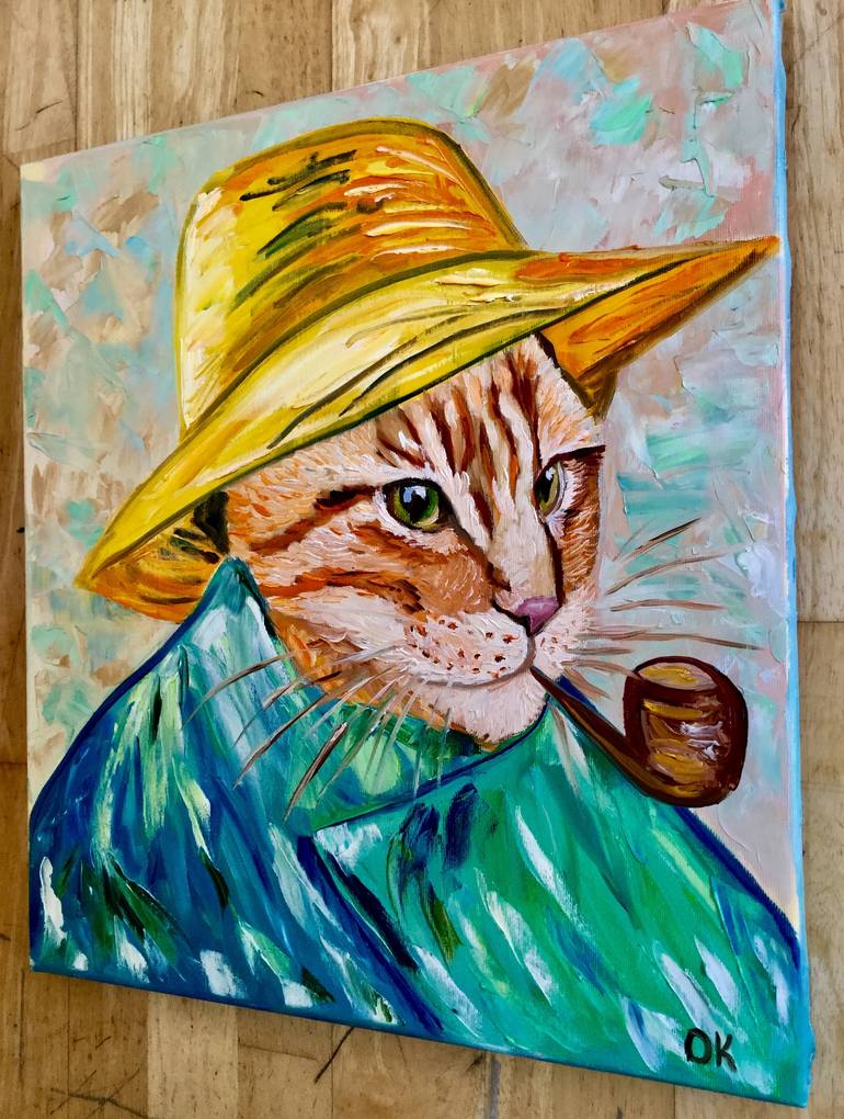 Original Impressionism Cats Painting by Olga Koval