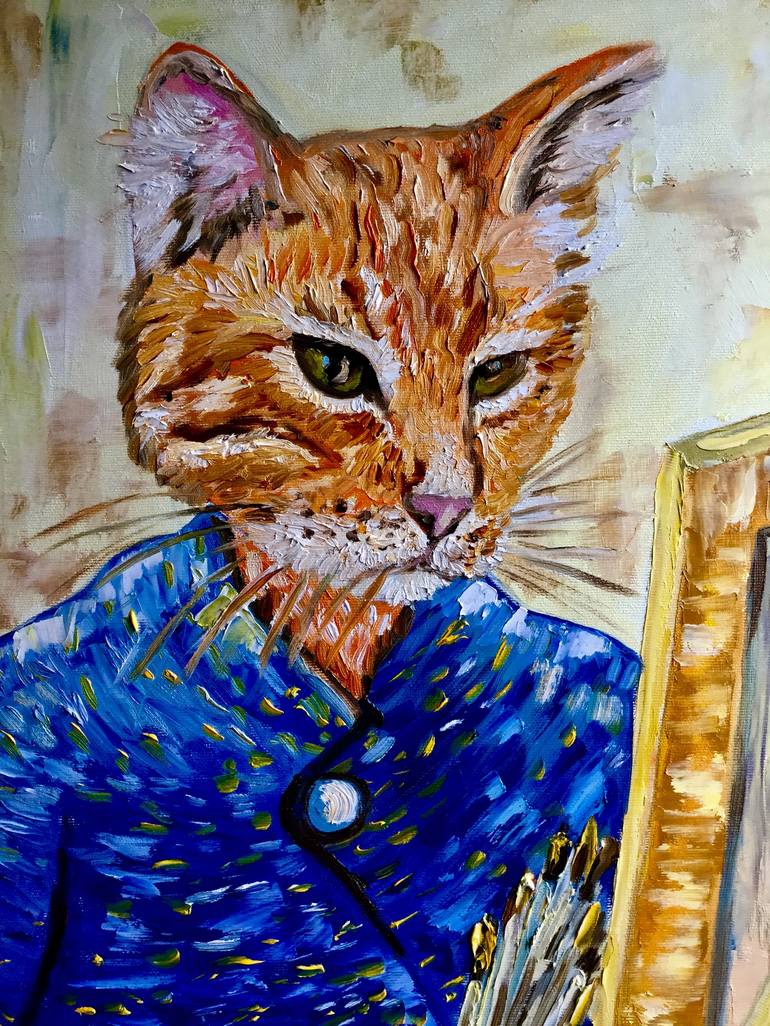 Original Expressionism Cats Painting by Olga Koval