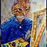 Version of famous self portrait of Vincent Van Gogh with a ginger cat 
I have done this painting for cats lovers in oil on canvas .
Ready to hang . 
Signed on the front 
I created this painting using fine artist oil paints which will not fade when they get exposed to UV light Painting continues around the edges of the canvas giving a very contemporary style although it can be framed if you wish
This work is sold unframed and shipped in cardboard box which is very secure for shipping canvases