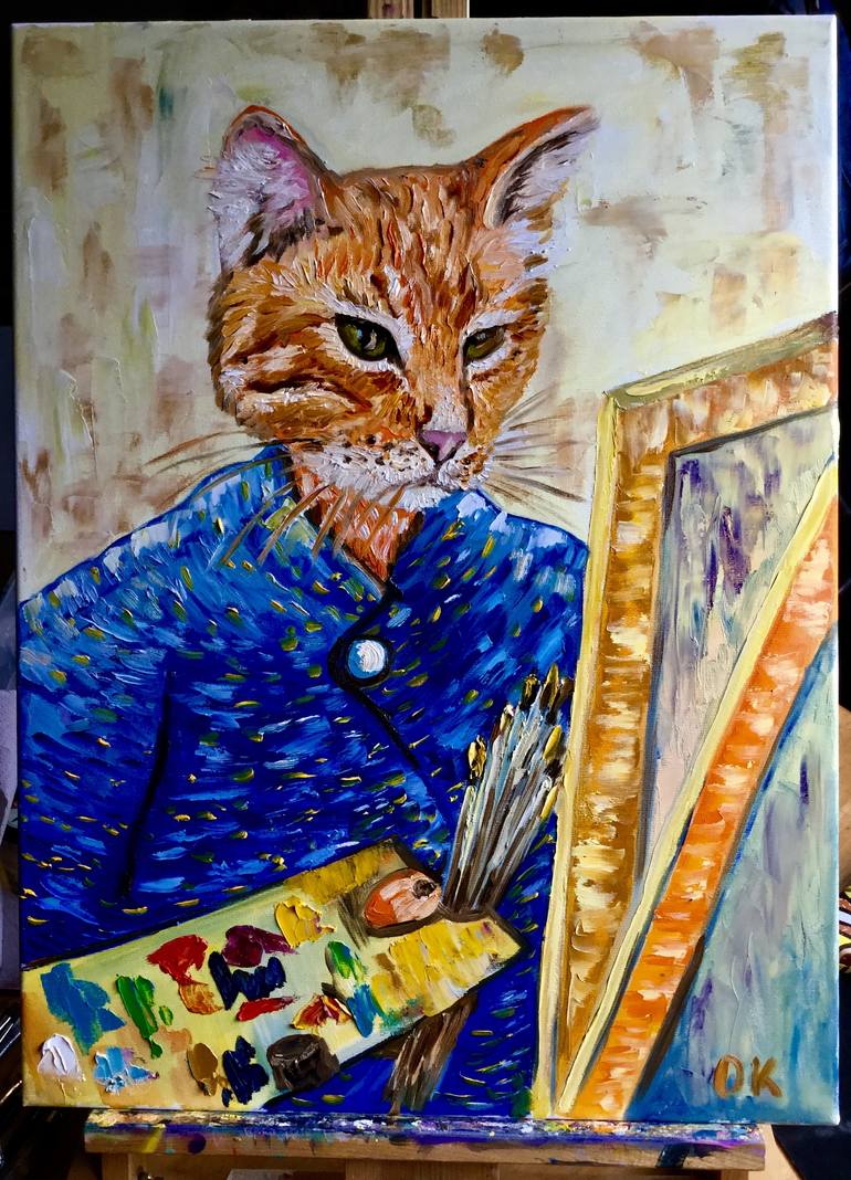 Original Cats Painting by Olga Koval