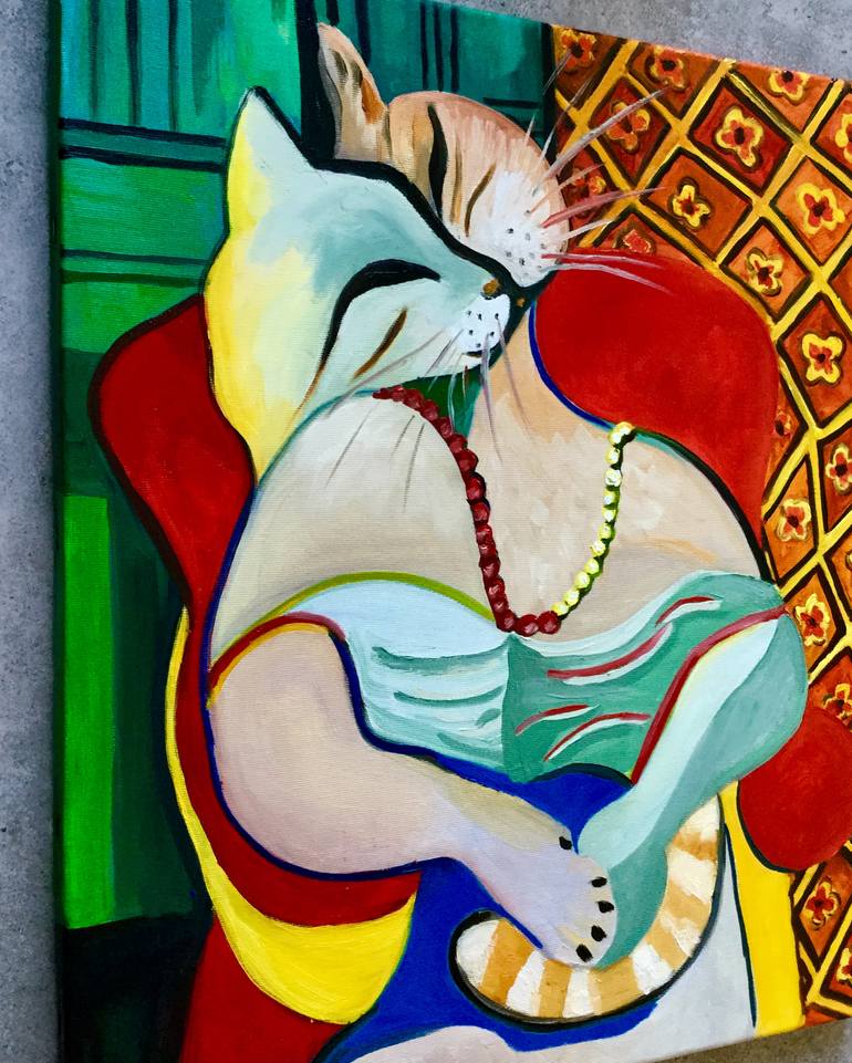 Original Abstract Cats Painting by Olga Koval