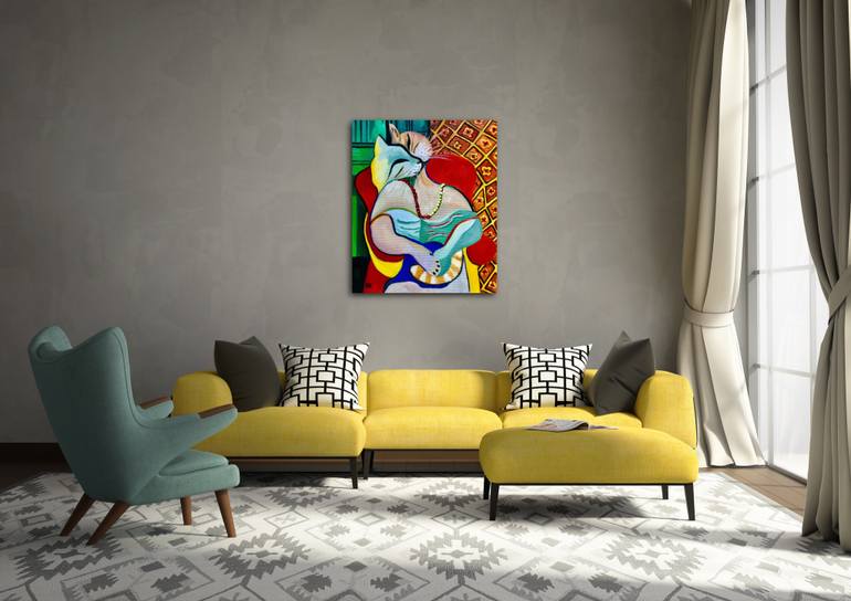 Original Abstract Cats Painting by Olga Koval