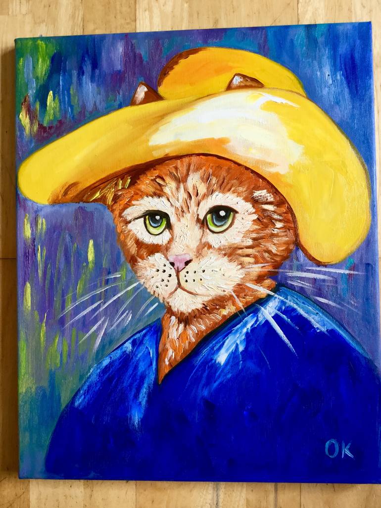 Original Impressionism Cats Painting by Olga Koval