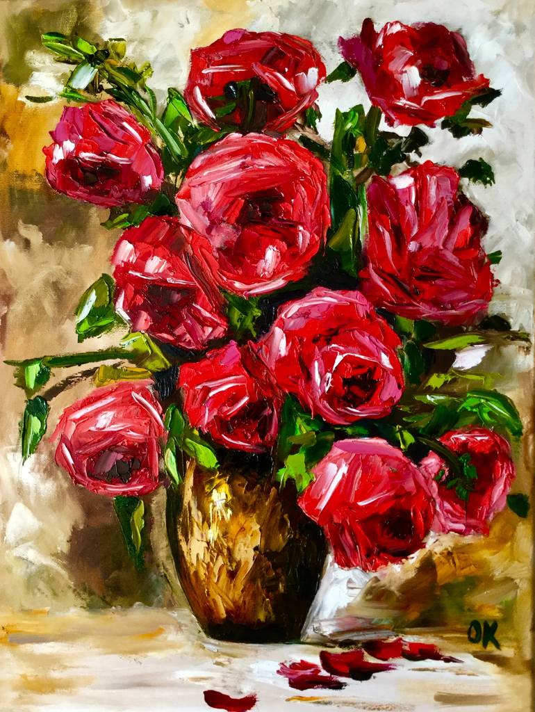 Original Floral Painting by Olga Koval