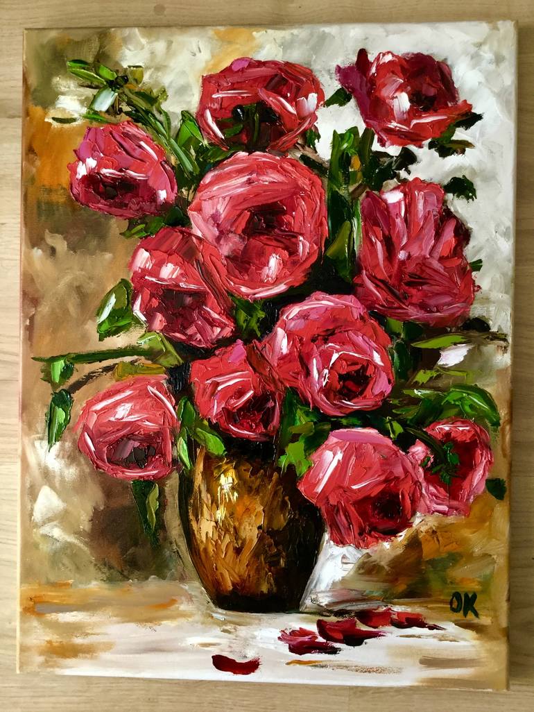 Original Impressionism Floral Painting by Olga Koval