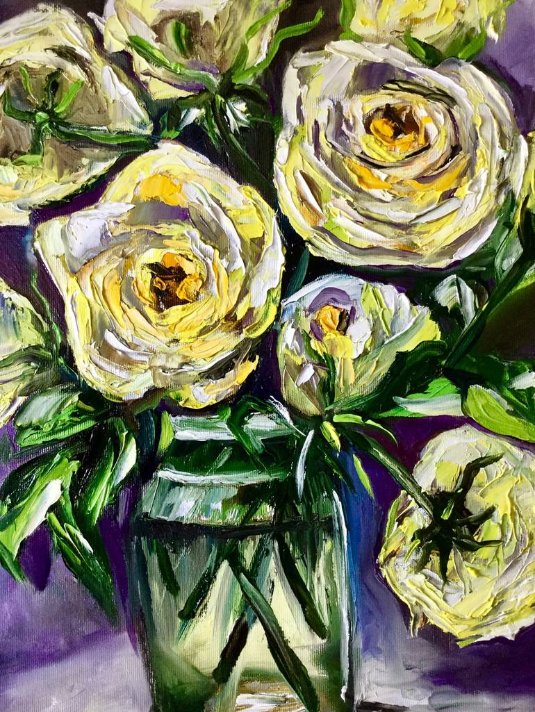 Original Impressionism Floral Painting by Olga Koval