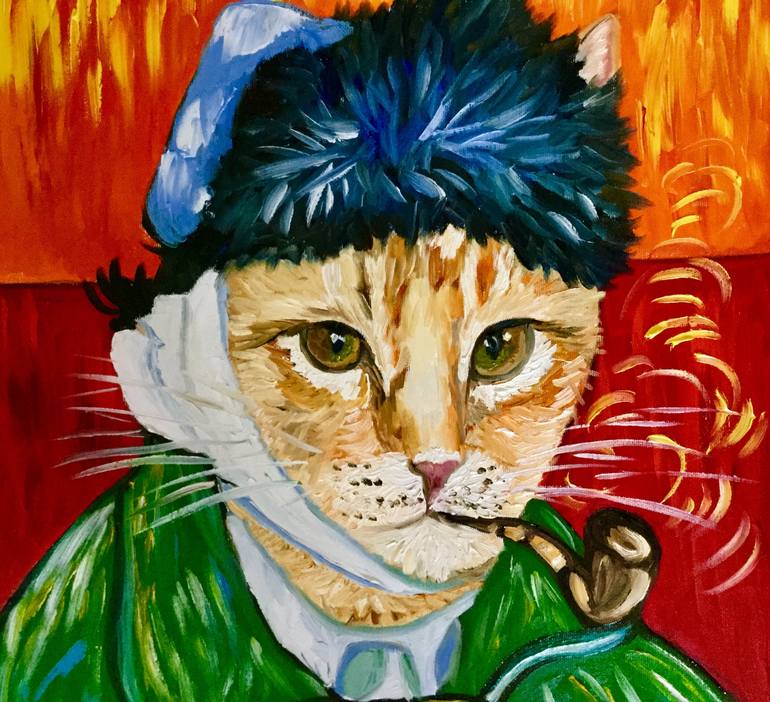 Original Impressionism Cats Painting by Olga Koval