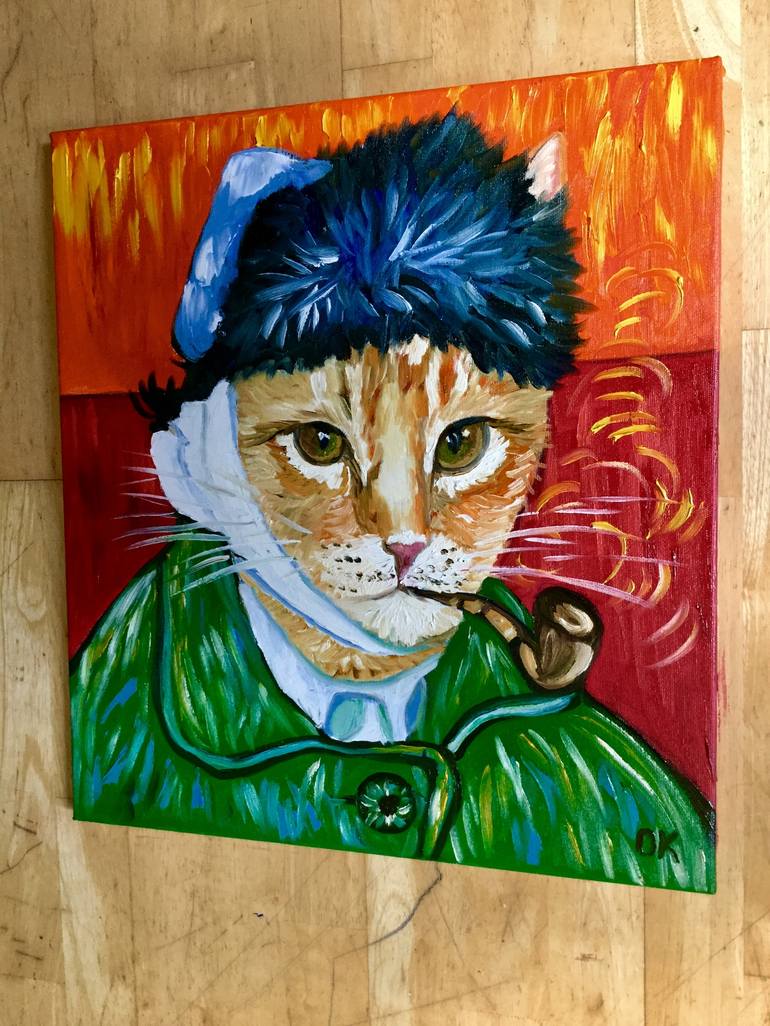 Original Impressionism Cats Painting by Olga Koval