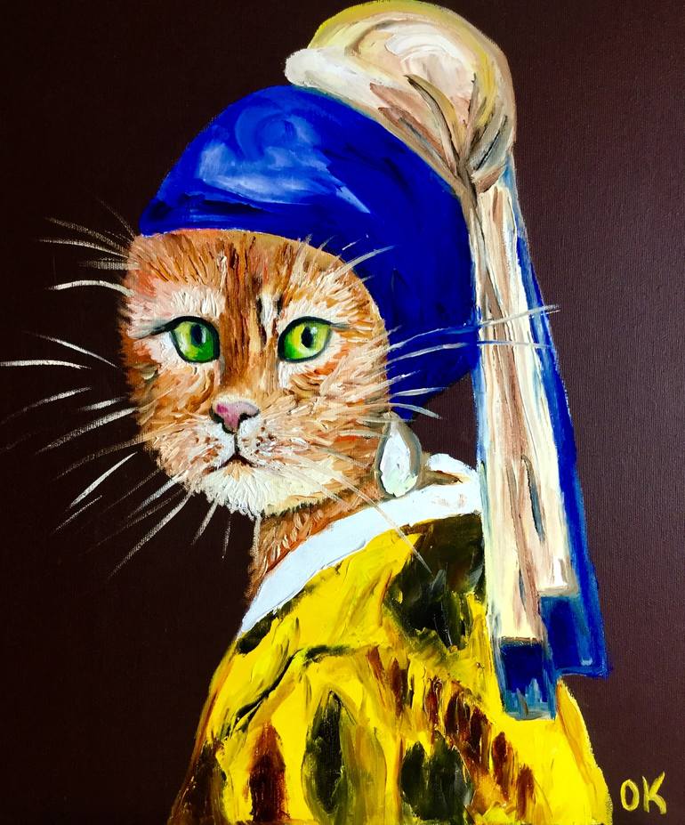 Original Fine Art Cats Painting by Olga Koval