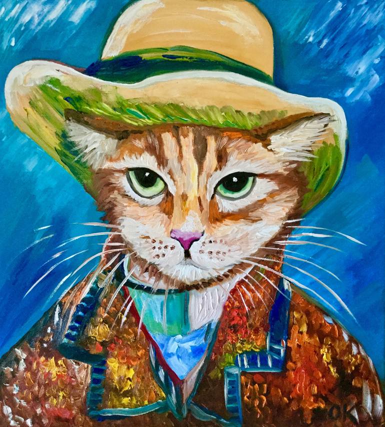 Original Cats Painting by Olga Koval