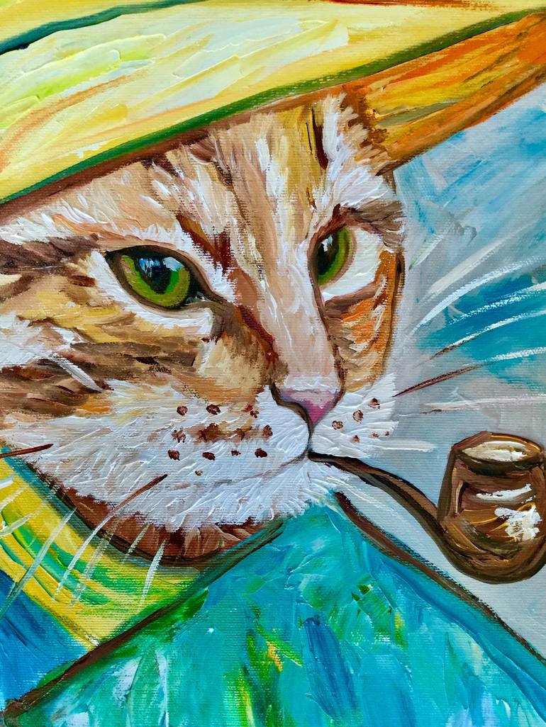 Original Expressionism Cats Painting by Olga Koval