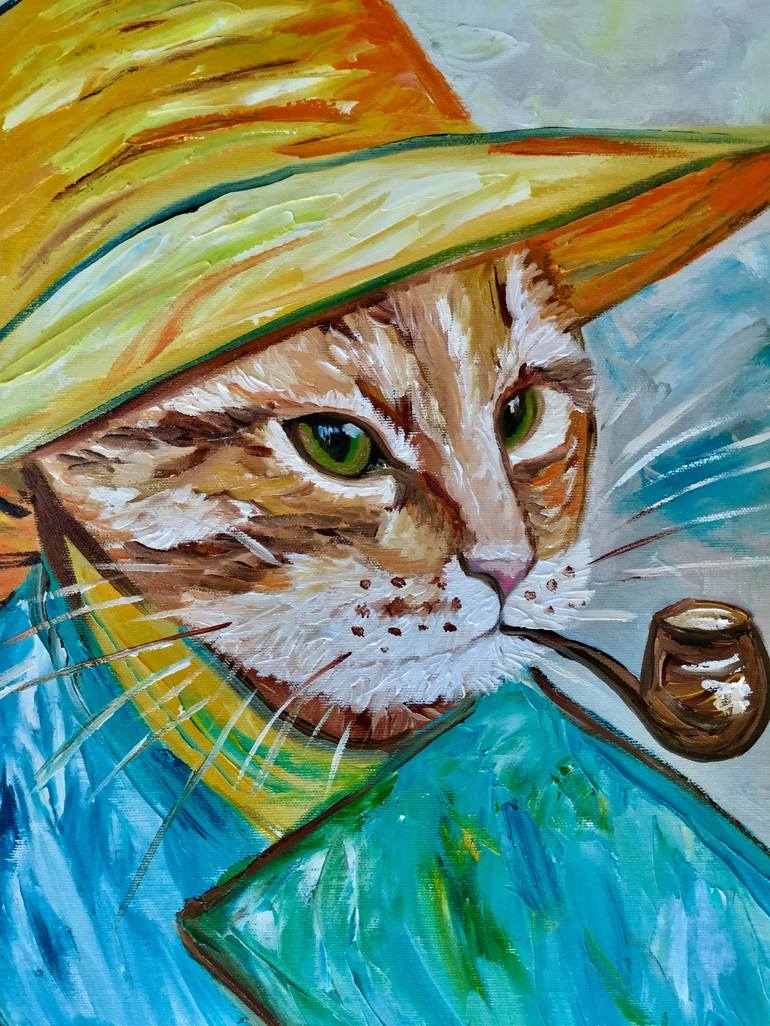 Original Expressionism Cats Painting by Olga Koval