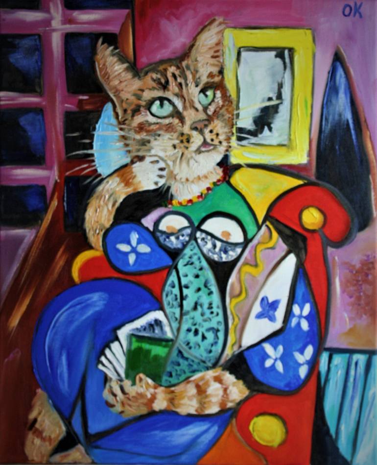 Original Modern Cats Painting by Olga Koval