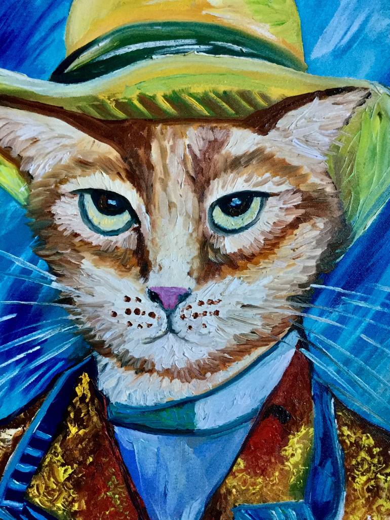 Original Expressionism Cats Painting by Olga Koval