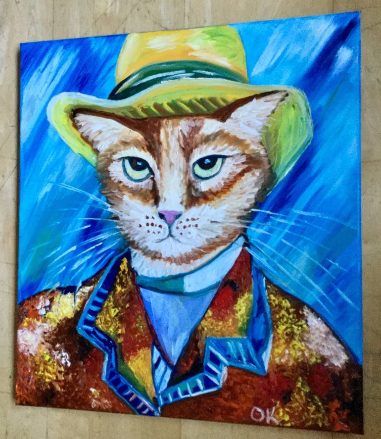 Original Expressionism Cats Painting by Olga Koval