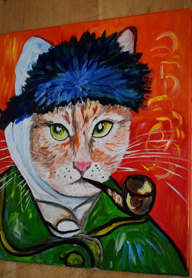Original Abstract Expressionism Cats Painting by Olga Koval