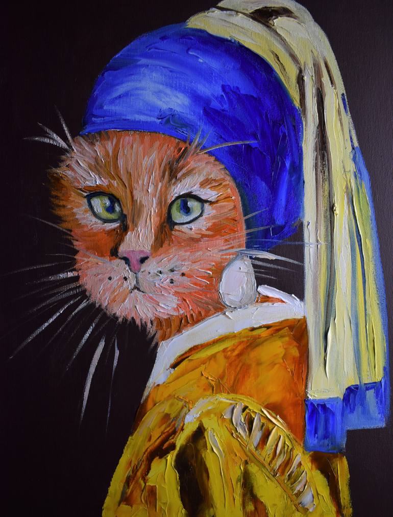 Original Art Deco Cats Painting by Olga Koval