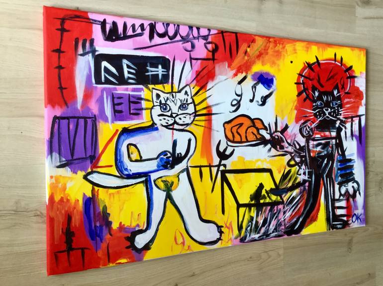 Original Abstract Expressionism Cats Painting by Olga Koval