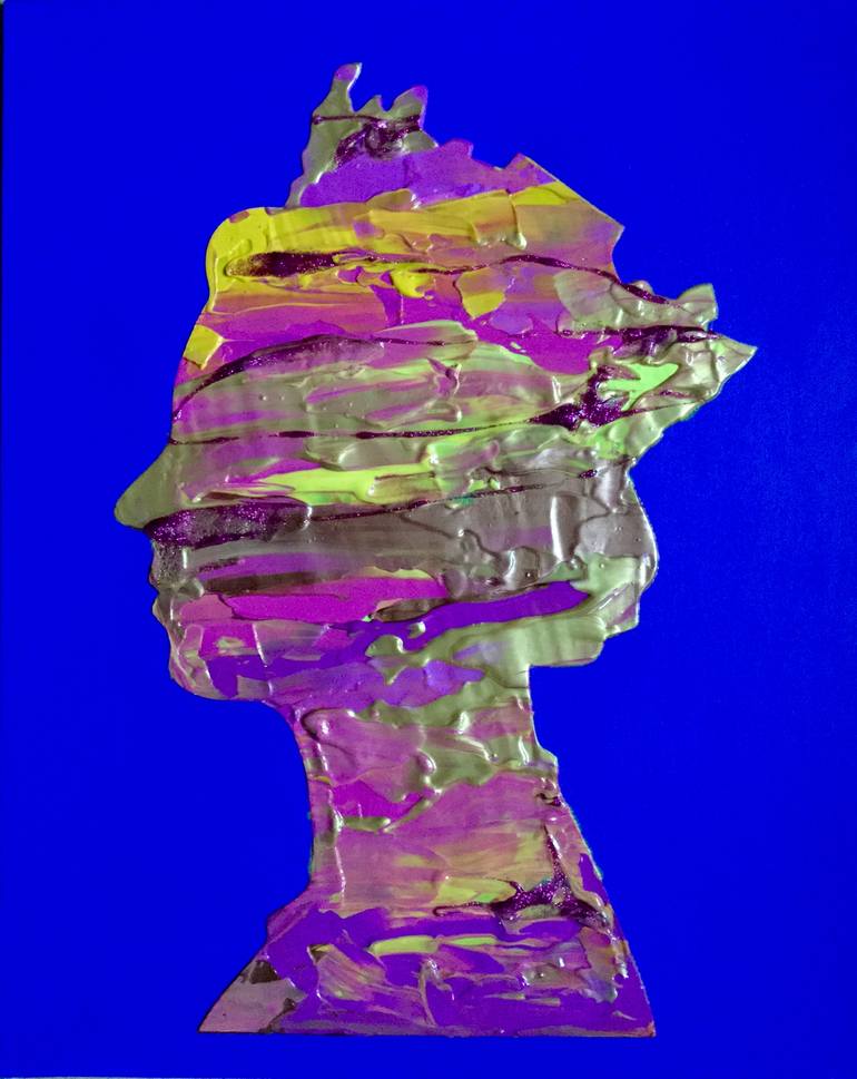 QUEEN 27 STARDUST ON BLUE BACKGROUND, PURPLE, PINK, GOLD INSPIRED BY