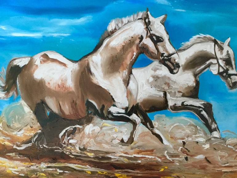 Original Expressionism Horse Painting by Olga Koval