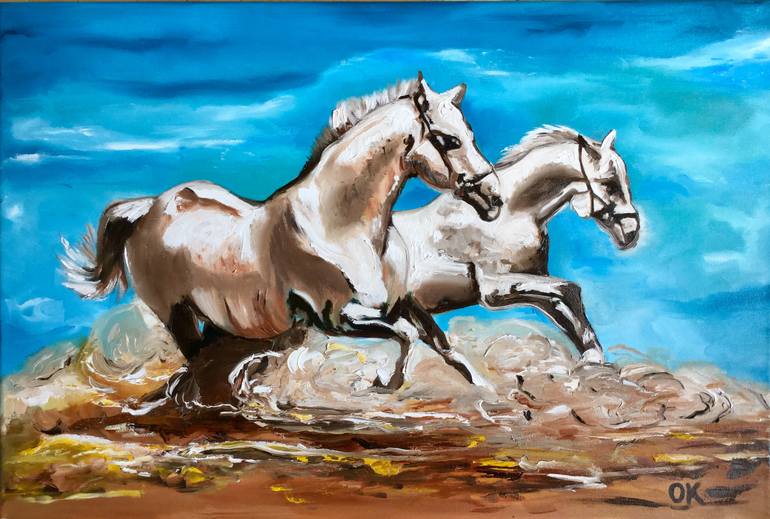 Original Expressionism Horse Painting by Olga Koval