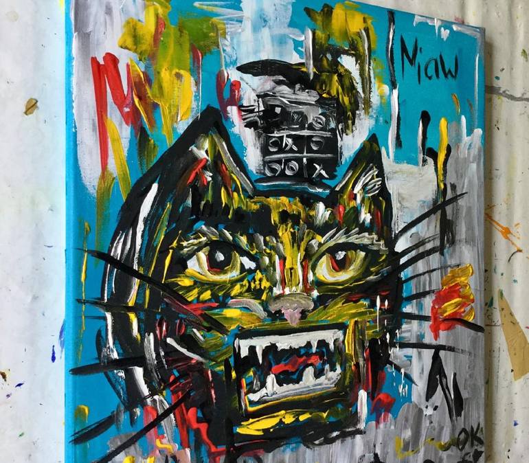 Original Abstract Cats Painting by Olga Koval