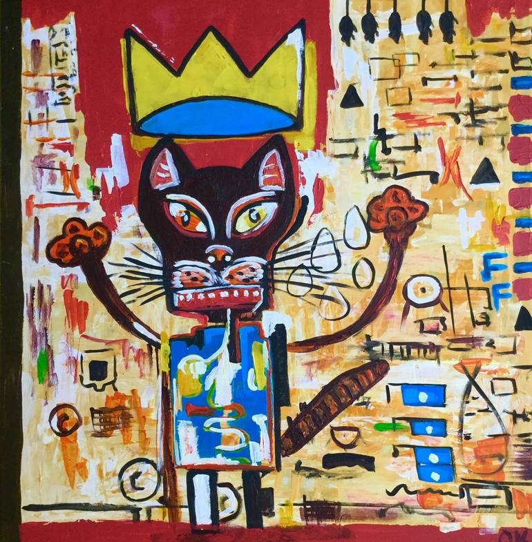 CAT VERSION OF PAINTING BY JEAN-MICHEL BASQUIAT GRILLO (1984) Painting ...