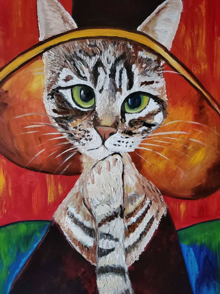 Original Impressionism Cats Painting by Olga Koval