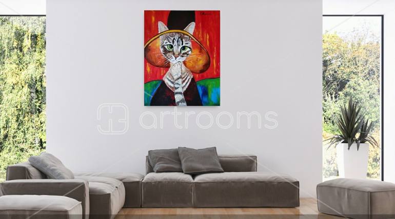 Original Impressionism Cats Painting by Olga Koval