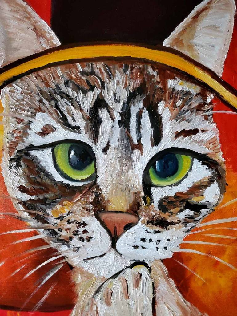 Original Impressionism Cats Painting by Olga Koval