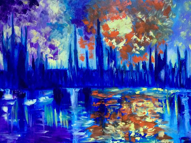 Original Impressionism Cities Painting by Olga Koval