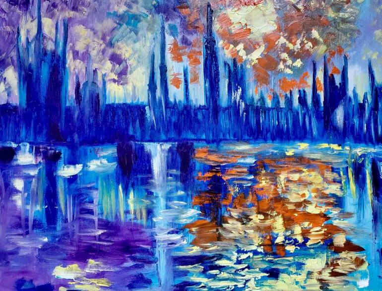 Original Impressionism Cities Painting by Olga Koval