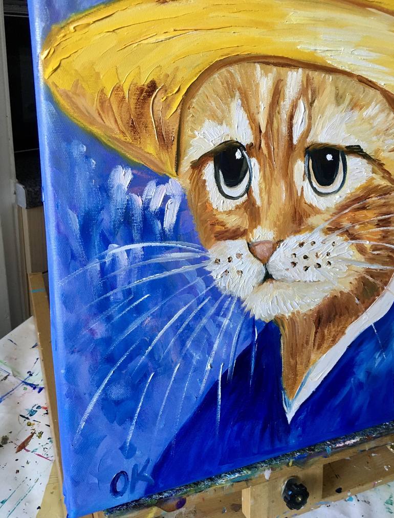 Original Impressionism Cats Painting by Olga Koval