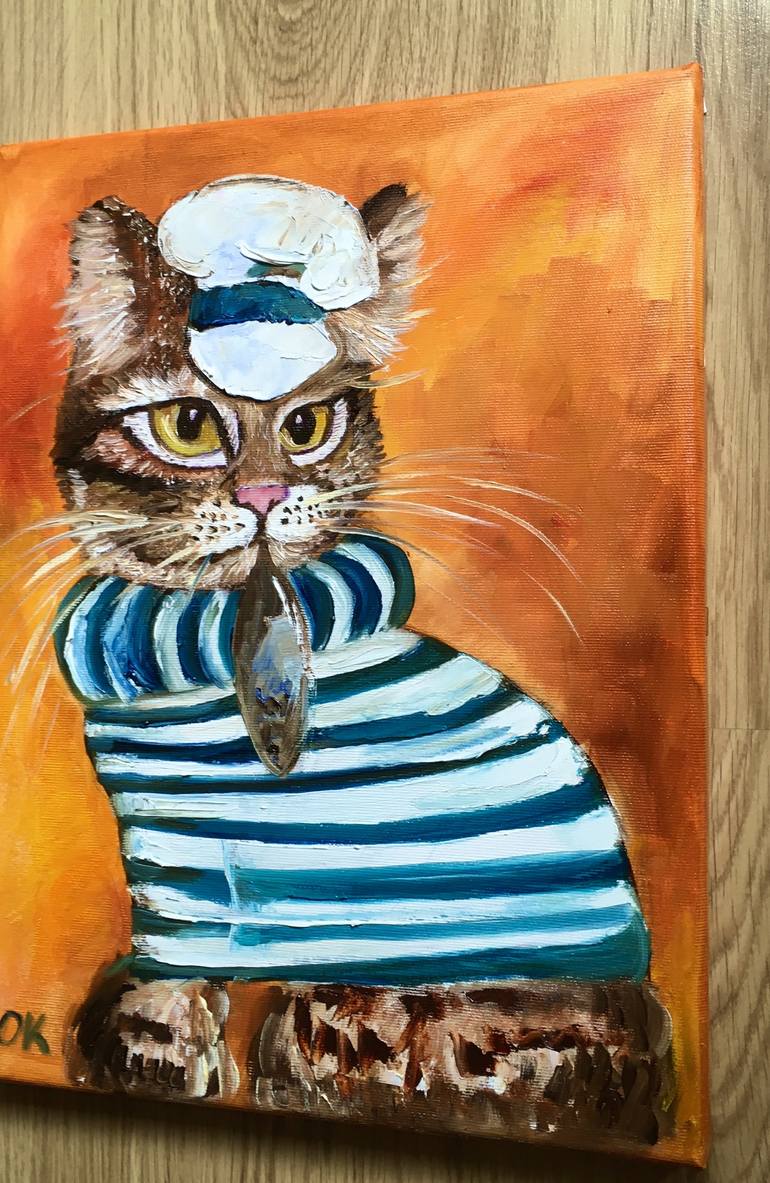 Original Impressionism Cats Painting by Olga Koval