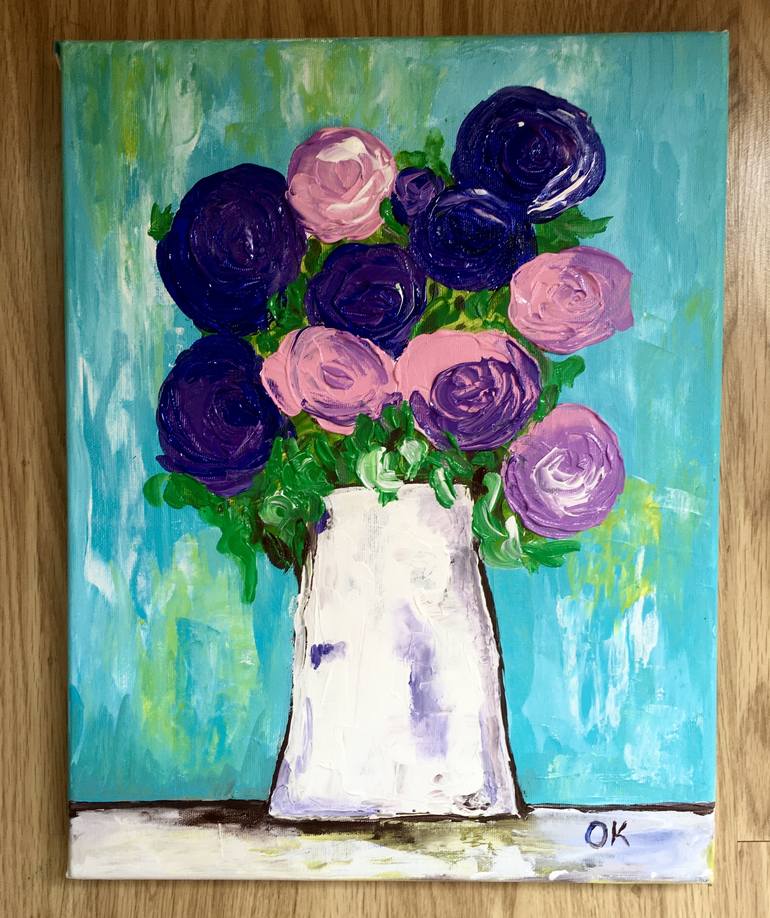 Original Impressionism Floral Painting by Olga Koval